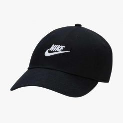 Czapka Nike Club Unstructured Futura Wash Cap, Dla obu płci. Czarne czapki i kapelusze męskie Nike, bez wzorów, z bawełny, sportowe. Za 290.00 zł.