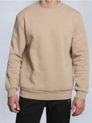 Bluza crewneck z domieszką bawełny - beżowy. Brązowe bluzy męskie Sinsay, l, bez wzorów, z bawełny, bez kaptura. Za 29.99 zł.
