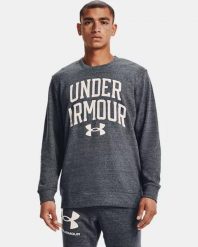 Bluza dresowa sportowa męska Under Armour Rival Terry Crew. Szare bluzy męskie Under Armour, m, bez wzorów, z bawełny, bez kaptura. Za 139.99 zł.