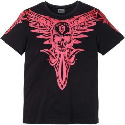 T-shirt z metalicznym nadrukiem Slim Fit bonprix czarny. T-shirty męskie marki bonprix. Za 44.99 zł.
