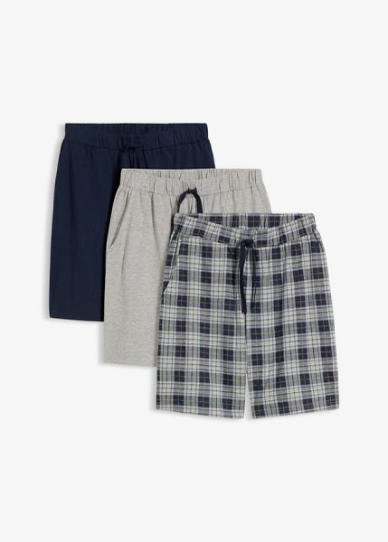 Spodnie piżamowe. Niebieskie piżamy męskie bonprix, m, bez wzorów, bez ramiączek, krótkie. Za 79.99 zł.