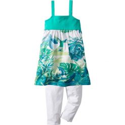 Sukienka + legginsy 3/4 (2 części) bonprix zielono-turkusowy. Legginsy dla dziewczynek marki bonprix. Za 27.99 zł.