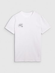 4F T-shirt regular z nadrukiem męski - biały L. Białe koszulki sportowe męskie 4f, l, bez wzorów, z bawełny, klasyczne, bez kołnierzyka. Za 59.99 zł.