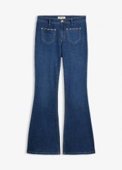 Jeansy Bootcut, średni stan. Niebieskie jeansy damskie bonprix. Za 154.99 zł.