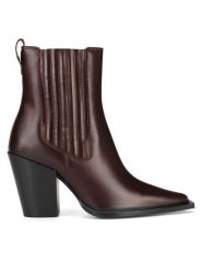 Gino Rossi Botki VENE-116200 Brązowy. Brązowe botki damskie Gino Rossi, ze skóry, bez obcasa, na słupku, bez zapięcia. Za 379.99 zł.
