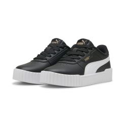 Dziecięce sneakersy Carina 3.0 PUMA. Białe buty sportowe dziewczęce Puma, bez wzorów, bez zapięcia, do biegania. W wyprzedaży za 159.00 zł.