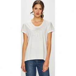 Converse - T-shirt. Szare t-shirty damskie Converse, z nadrukiem, z bawełny, z okrągłym kołnierzem. Za 129.90 zł.
