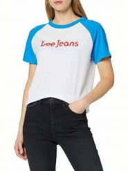 LEE DAMSKA KOSZULKA RAGLAN TEE DIPPED BLUE L43NEHLA 112109697. Niebieskie t-shirty damskie Lee, l, bez wzorów, bez kołnierzyka. Za 69.99 zł.
