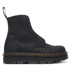 Botki Dr. Martens. Czarne botki damskie Dr. Martens, bez obcasa, na płaskiej podeszwie, bez zapięcia. Za 859.99 zł.