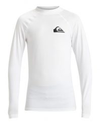 Koszulka surfingowa z długim rękawem dla Chłopców EVERYDAY UPF 50. Białe t-shirty dla chłopców Quiksilver, bez wzorów, z elastanu, bez ramiączek. Za 129.99 zł.