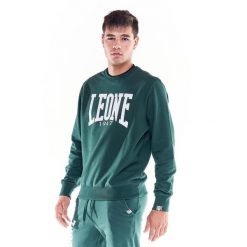 Męska bluza basic z dużym logo i okrągłym dekoltem. Zielone bluzy męskie LEONE 1947 APPAREL, l, bez wzorów, z tkaniny, bez kaptura. Za 124.20 zł.