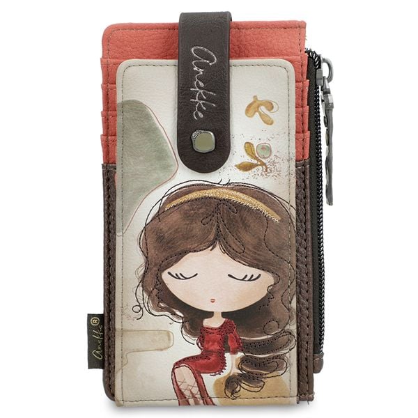Etui na karty damskie Anekke, bezpieczne zapinane na zatrzask, multikolor, 42709-013. Brązowe portfele damskie Anekke, bez wzorów. Za 110.90 zł.