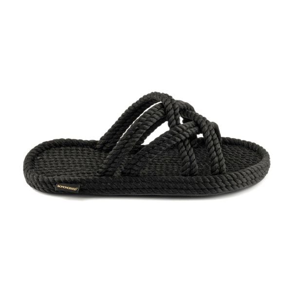 Klapki damskie Bodrum. Czarne klapki damskie Aulp, bez wzorów, z kauczuku, boho, bez obcasa, na płaskiej podeszwie. Za 169.99 zł.
