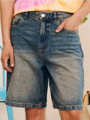 Szorty jeansowe loose - turkusowy. Niebieskie szorty męskie Sinsay, m, bez wzorów, z jeansu. W wyprzedaży za 45.99 zł.