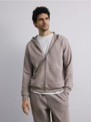 Rozpinana bluza z kapturem - beżowy. Brązowe bluzy męskie Reserved, l, bez wzorów, z dzianiny, z kapturem. Za 139.99 zł.