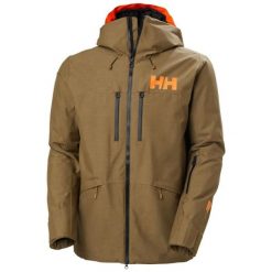 Kurtka narciarska Helly Hansen Garibaldi 2.0. Brązowe kurtki snowboardowe męskie Helly Hansen, m, bez wzorów, z poliamidu, długie, bez kaptura, narciarskie, primaloft. Za 1,843.50 zł.