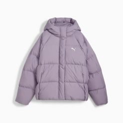 Kurtka z kapturem damska Puma DOWN PUFFER fioletowa r L. Fioletowe kurtki damskie Puma, l, bez wzorów, z materiału, z kapturem. Za 508.50 zł.