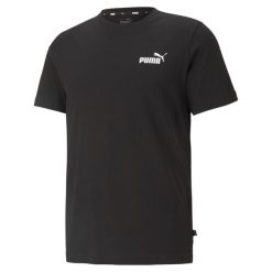 Męska koszulka Essentials z małym logo PUMA Black. Czarne koszulki sportowe męskie Puma, m, bez wzorów, bez kołnierzyka, bez ramiączek, na jogę i pilates. W wyprzedaży za 92.45 zł.