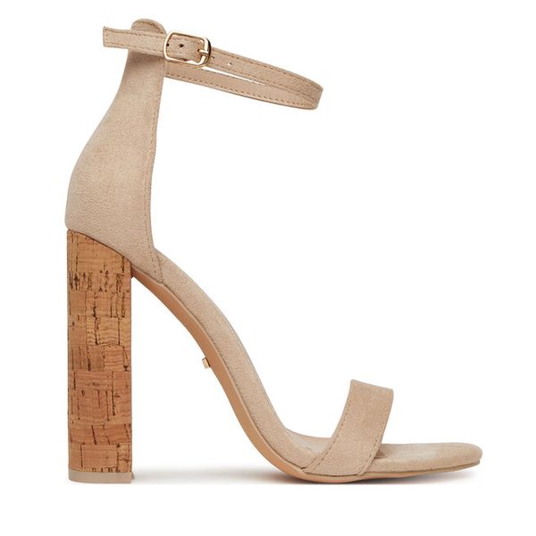 Sandały DeeZee. Brązowe sandały damskie DeeZee, bez wzorów, bez obcasa, na słupku, bez zapięcia. Za 90.99 zł.