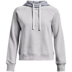 Bluza damska Under Armour Rival Fleece CB Hoodie. Szare bluzy sportowe damskie Under Armour, l, bez wzorów, bez kaptura, do biegania. Za 168.28 zł.