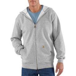 Bluza z kapturem męska Carhartt Zip Hooded Sweatshirt. Szare bluzy męskie Carhartt, m, bez wzorów, z kapturem. Za 277.99 zł.