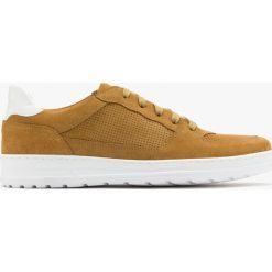 Beżowe półbuty z białą wstawką BRADLEY. Brązowe buty sportowe męskie Ryłko, ze skóry, sportowe, bez zapięcia. W wyprzedaży za 179.99 zł.