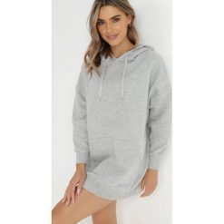 Jasnoszara Bluza z Kapturem Dagdere. Szare bluzy damskie Born2be, na jesień, m, bez wzorów, z dzianiny, z kapturem. Za 69.99 zł.