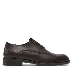 Półbuty BOSS. Brązowe eleganckie półbuty Boss, wizytowe, bez zapięcia. Za 655.99 zł.