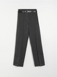 Spodnie z przeszytym kantem - szary. Szare spodnie materiałowe damskie Sinsay, l, bez wzorów. Za 59.99 zł.