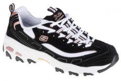 Buty sportowe Sneakersy damskie, Skechers D'Lites Devoted Fan. Czarne obuwie sportowe damskie Skechers, bez wzorów, z materiału, trekkingowe. Za 289.99 zł.