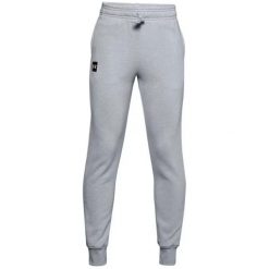 Spodnie dresowe chłopięce Under Armour RIVAL FLEECE JOGGERS. Szare spodnie sportowe dla chłopców Under Armour, bez wzorów, z dresówki, sportowe, trekkingowe. Za 69.99 zł.