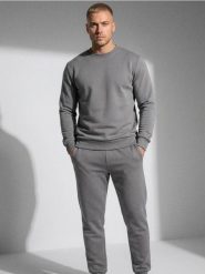 Bluza crewneck z domieszką bawełny - szary. Szare bluzy męskie Sinsay, l, bez wzorów, z bawełny, bez kaptura. Za 29.99 zł.