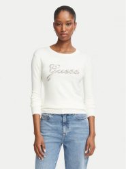 Guess Sweter W6BR53 Z1454 Kremowy Regular Fit. Białe swetry damskie Guess, m, z aplikacjami, z wiskozy, bez kołnierzyka, bez ramiączek, bez kaptura. Za 344.99 zł.