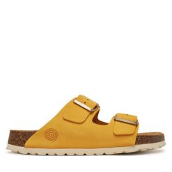 Klapki Dr. Brinkmann. Żółte klapki damskie Dr. Brinkmann, bez wzorów, bez obcasa. Za 279.99 zł.