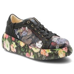 Sneakersy damskie Laura Vita o sznurowanym fasonie z kwiatowym wzorem i masywną platformą wielokolorowe, Sodao 04 SL26803B-4B Dorian. Czarne półbuty damskie Laura Vita, z aplikacjami, z jeansu, klasyczne, bez obcasa, na platformie, bez zapięcia. Za 449.00 zł.