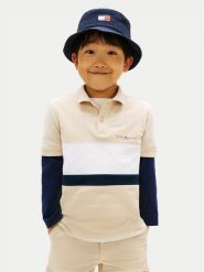 Tommy Hilfiger Polo KB0KB10383 Beżowy Regular Fit. Brązowe t-shirty dla chłopców Tommy Hilfiger, bez wzorów, z bawełny, bez ramiączek. Za 209.99 zł.