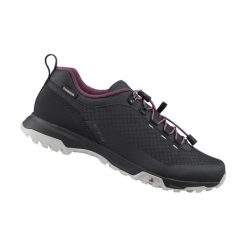 Kobiety - Buty kolarskie ET501W. Czarne obuwie sportowe damskie Shimano, bez wzorów, z gumy, rowerowe. Za 481.50 zł.
