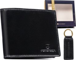 Peterson Zestaw prezentowy: skórzany portfel męski i brelok - Peterson NoSize. Portfele męskie Peterson, bez wzorów. Za 146.84 zł.