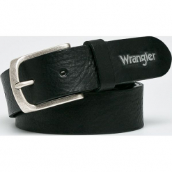 Wrangler - Pasek skórzany. Czarne paski damskie Wrangler, w paski, z materiału. Za 189.90 zł.