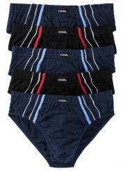 Slipy maxi z bawełną (zestaw 5 par). Niebieskie slipki męskie bonprix, m, bez wzorów, z bawełny. Za 72.99 zł.