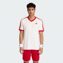 Koszulka Tennis Classics. Białe koszulki sportowe męskie Adidas, bez wzorów, bez kołnierzyka, bez ramiączek, tenisowe, climacool (adidas). Za 259.00 zł.