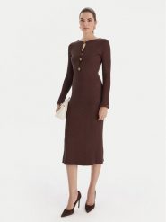 Marciano Guess Sukienka dzianinowa 5BGK55 5891Z Brązowy Regular Fit. Brązowe sukienki damskie Marciano Guess, z aplikacjami, z dzianiny, bez kołnierzyka, bez ramiączek. Za 989.99 zł.