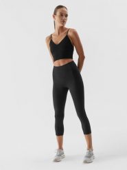 4F Legginsy treningowe z materiałów z recyklingu damskie XS. Czarne legginsy damskie 4f, xs, bez wzorów, z materiału, z podwyższonym stanem. W wyprzedaży za 29.99 zł.