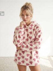 Bluza polarowa w serca - biały. Białe bluzy damskie Sinsay, l, bez wzorów, z polaru, bez kaptura. Za 49.99 zł.