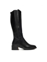 DeeZee Kozaki HX22099-5 Czarny. Czarne kozaki damskie DeeZee, z materiału, bez obcasa, na płaskiej podeszwie. Za 229.99 zł.