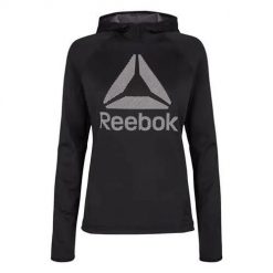 Bluza treningowa damska Reebok S95456. Czarne bluzy damskie Reebok, l, bez wzorów, z kapturem, na fitness i siłownię. Za 206.00 zł.