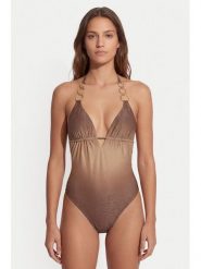 Guess Strój kąpielowy E6GJ13 KF600 Brązowy. Brązowe kostiumy jednoczęściowe damskie Guess, xs, z aplikacjami, z syntetyku. Za 529.99 zł.