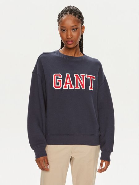 Gant Bluza Logo 4200840 Granatowy Relaxed Fit. Niebieskie bluzy damskie GANT, xl, bez wzorów, z bawełny, bez kaptura. Za 699.99 zł.