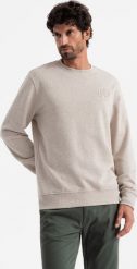 Ombre Melanżowa męska bluza dresowa z wyszywanym logotypem beżowa V2 OM-SSNZ-0163 S. Brązowe bluzy męskie Ombre, m, bez wzorów, z dresówki, bez kaptura. Za 159.99 zł.