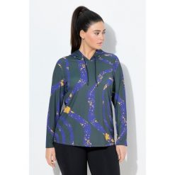 Damskie Koszulka funkcyjna LSF 50+ slim fit kaptur długi rękaw. Zielone t-shirty damskie Ulla Popken, plus size, bez wzorów, z elastanu, bez kołnierzyka. Za 239.99 zł.